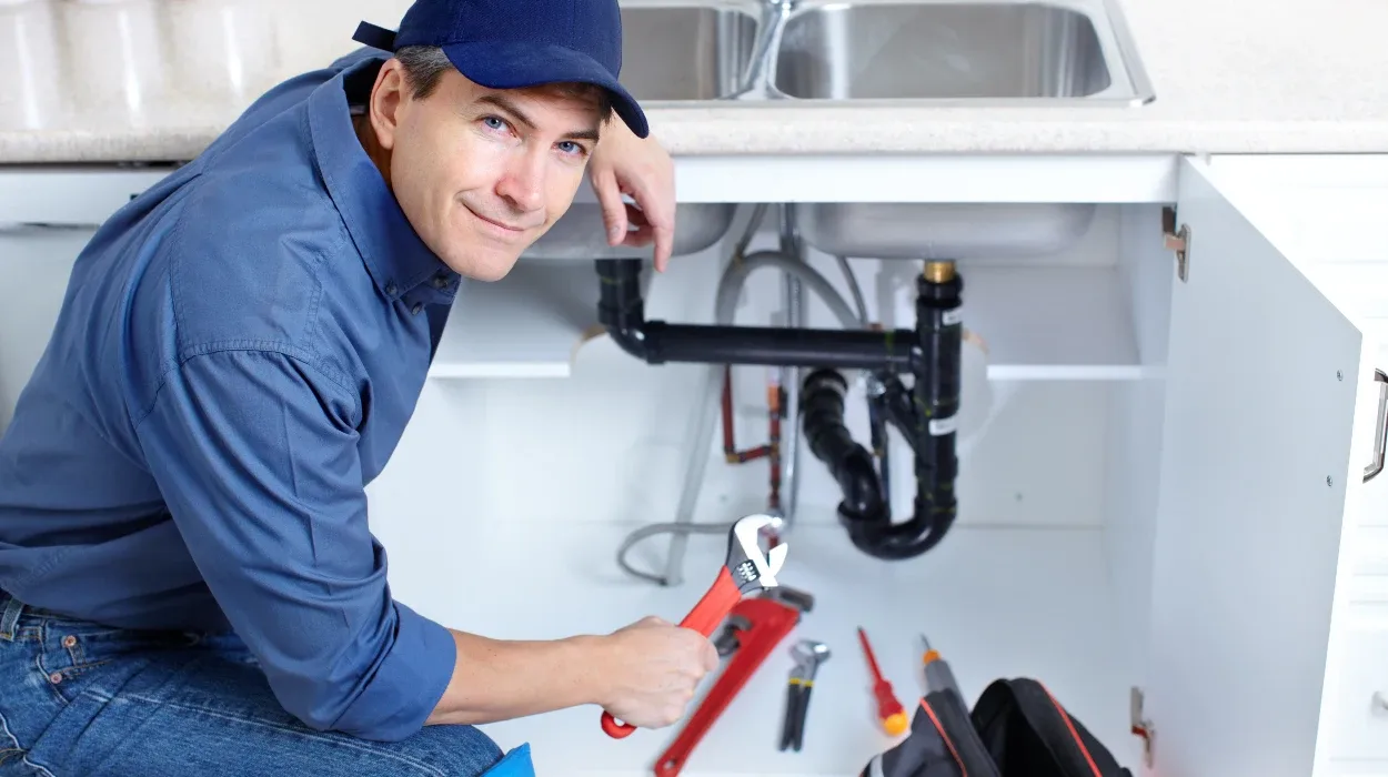 a plumber technician with a tool belt from Quality Plumber Leander in Leander, TX - Garbage Disposal Repair