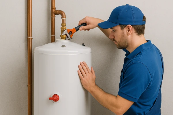 a male plumber installing a garbage disposal from Quality Plumber Leander in Leander, TX - Garbage Disposal Repair