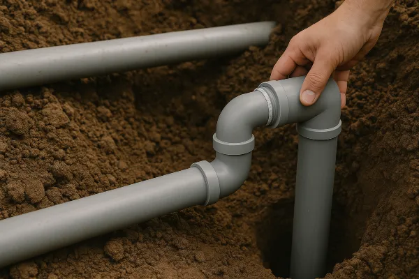 PVC pipes going underground from Quality Plumber Leander in Leander, TX - Toilet Solutions