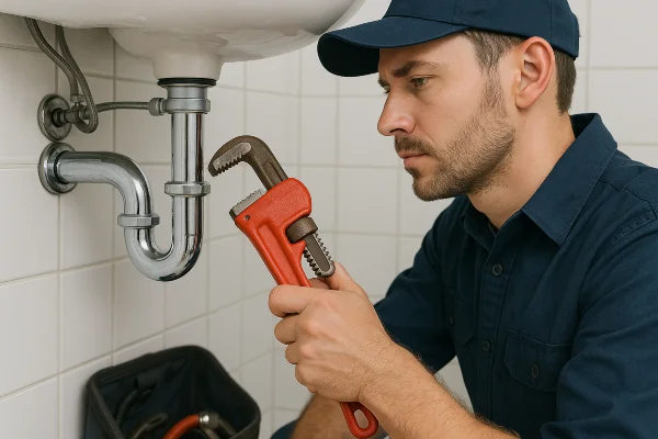 a male plumber installating a water heater from Quality Plumber Leander in Leander, TX - water heaters repair replace plumber